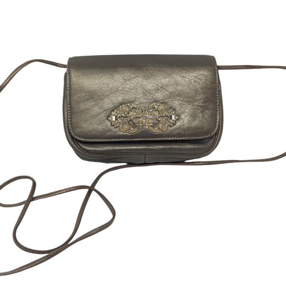 Vintage Susan Gail Original Leather Ornate Gold Detail Crossbody Evening Bag - Picture 1 of 16